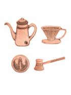 Romwe Teapot & Cup Design Brooch Set