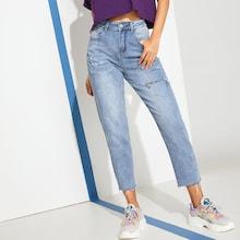Romwe Ripped Pocket Detail Jeans