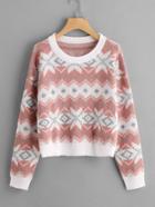 Romwe Drop Shoulder Geo Knit Sweater