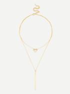 Romwe Heart & Bar Pendant Link Necklace