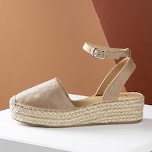 Romwe Closed Toe Espadrille Platform Wedge Sandal Taupe