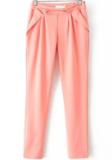 Romwe Ruffle Pockets Pink Pant