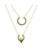 Romwe Gold Double Layers Long Pendant Necklace