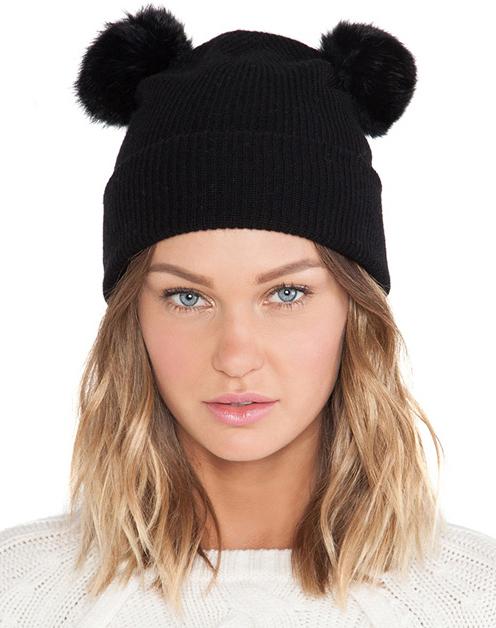 Romwe Twisted Double Balls Flange Knit Hat