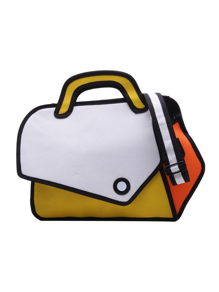 Romwe Color Block 3d Effect Canvas Bag