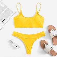 Romwe Spaghetti Strap Top With Bikini Set