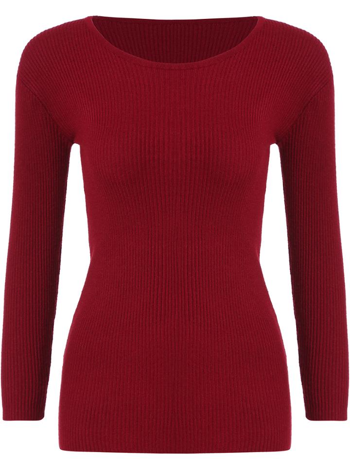 Romwe Round Neck Slim Knitwear