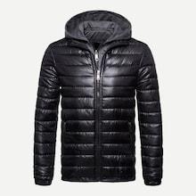 Romwe Men Solid Hooded Puffer Coat