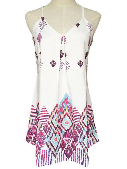 Romwe V Neck Geometric Print Dress