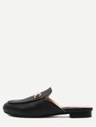 Romwe Black Faux Leather Flat Loafer Slippers