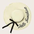 Romwe Letter Embroidery Raw Edge Floppy Hat