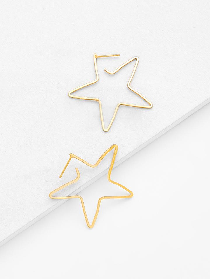 Romwe Open Star Design Drop Earrings