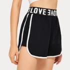 Romwe Letter Print Contrast Binding Dolphin Shorts