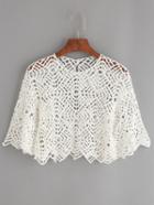 Romwe White Hollow Out Crochet Poncho Top