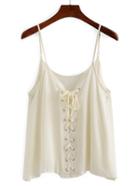 Romwe Lace-up Front Cami Top
