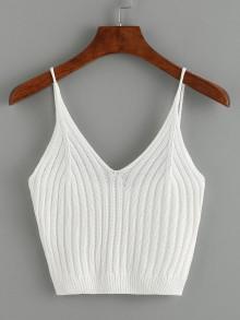 Romwe Ribbed Knit Crop Cami Top