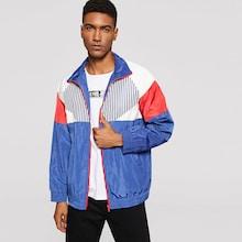 Romwe Guys Zip Up Color-block Jacket