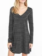 Romwe Grey Striped T-shirt Dress