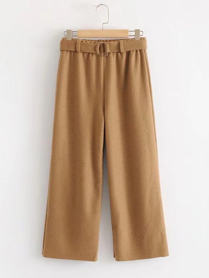 Romwe Knit Pants With D Ring Belt