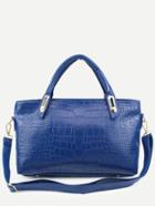 Romwe Blue Crocodile Embossed 3pcs Bag Set