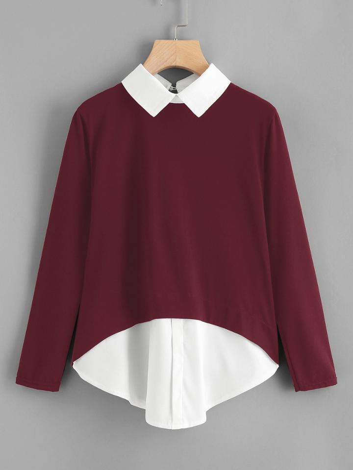 Romwe Color Block 2 In 1 Top