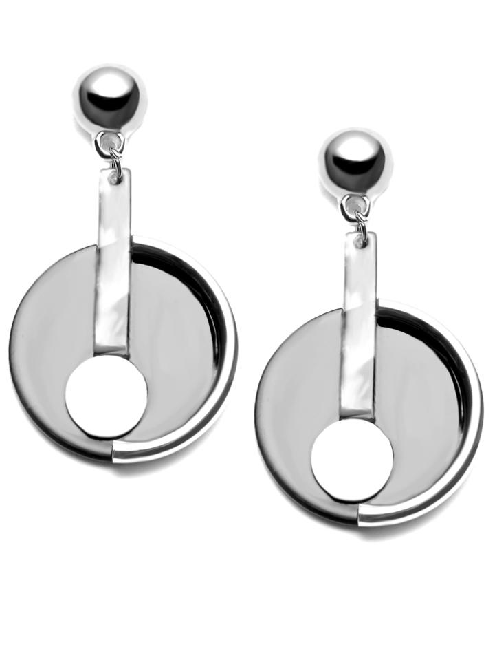 Romwe Black Round Drop Earrings