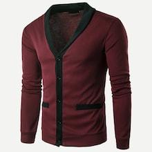 Romwe Guys Contrast Trim Single Button Sweater Coat