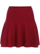 Romwe Knit Flare Red Skirt