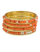 Romwe Orange Beads Bracelets And Bangles