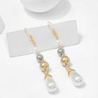 Romwe Faux Pearl Layered Drop Earrings