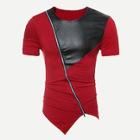 Romwe Men Zip Decoration Contrast Pu Tee