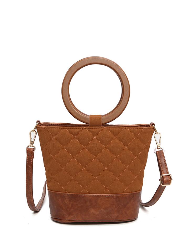 Romwe O Ring Quilted Bucket Bag