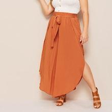 Romwe Plus Wide Leg Tie Front Pants