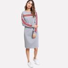 Romwe Contrast Stripe Sleeve Sweatshirt Dress