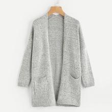 Romwe Drop Shoulder Marled Slub Cardigan