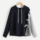 Romwe Plus Bow Front Drawstring Hoodie