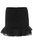 Romwe Ruffle Lace Fishtail Black Skirt