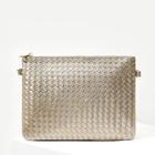 Romwe Weave Design Chain Clutch Bag
