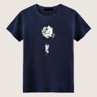 Romwe Guys Floral & Letter Print Tee