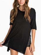 Romwe Side Slit Loose-fit T-shirt