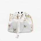 Romwe Floral Embroidered Bucket Bag With Drawstring