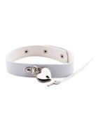 Romwe White Pu Leather Metal Heart Choker Necklace With Key