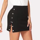 Romwe Buttoned Side Fitting Skirt