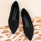 Romwe Faux Suede Stitch Pointed Flats