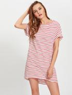 Romwe Roll Cuff Hi Lo Tee Dress