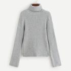 Romwe Rolled Up Neck Ribbed Sweater