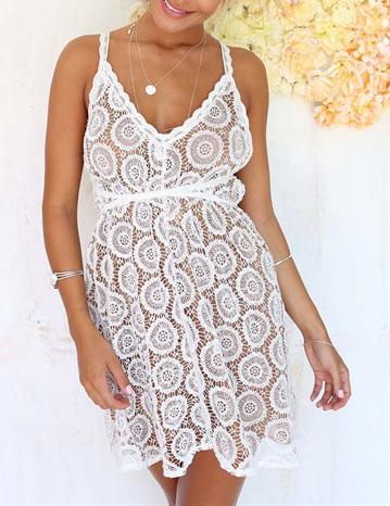 Romwe Embroidered Backless Flare Dress