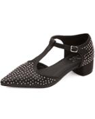 Romwe Black With Rivet Slingbacks Low Heeled Sandals