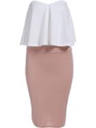 Romwe White Strapless Zipper Top With Pink Slim Skirt