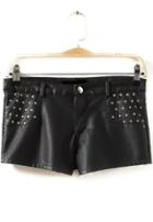 Romwe With Rivet Crop Shorts